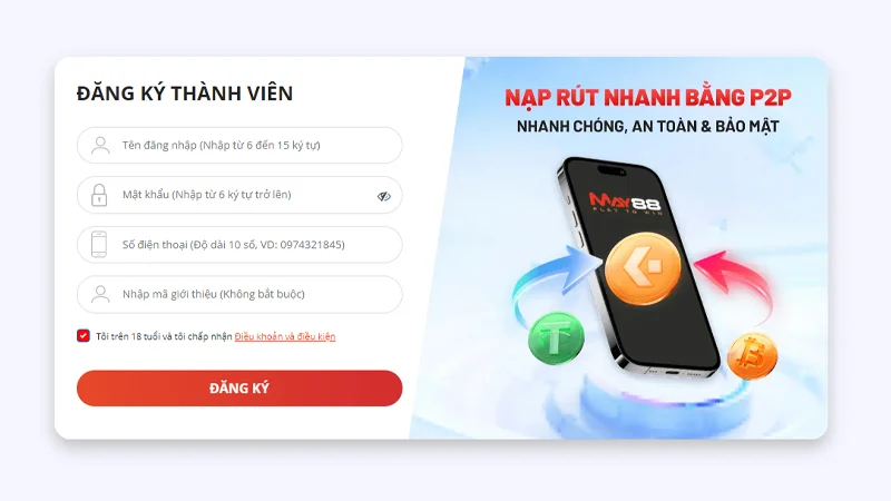 Những thao tác đăng ký may88 casino trên máy tính